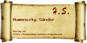 Humenszky Sándor névjegykártya