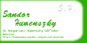 sandor humenszky business card